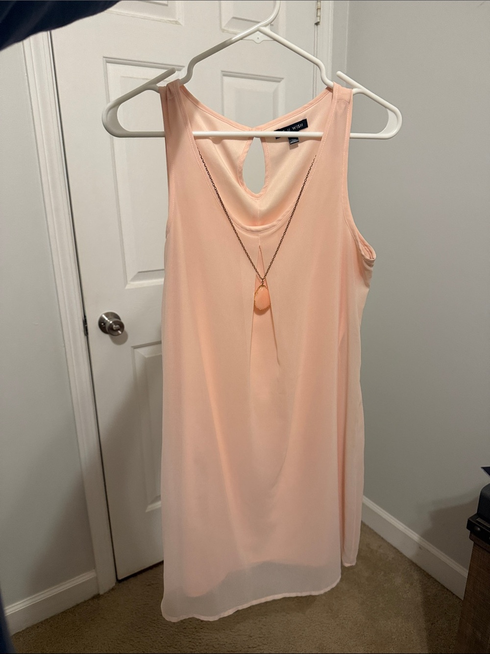 As U Wish Sleeveless Mini Dress in Soft Peach